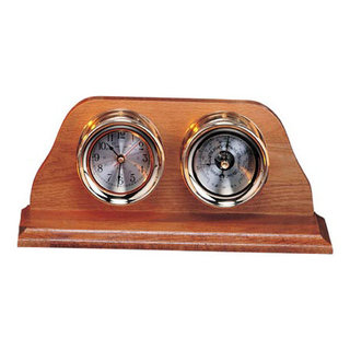 4.5 Polished Brass Quartz Clock and Barometer Weather Station