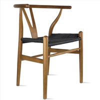 Solid Wood Dining Chairs With Open Y Back For Kitchen Assembled Chair, Set of 2, Walnut