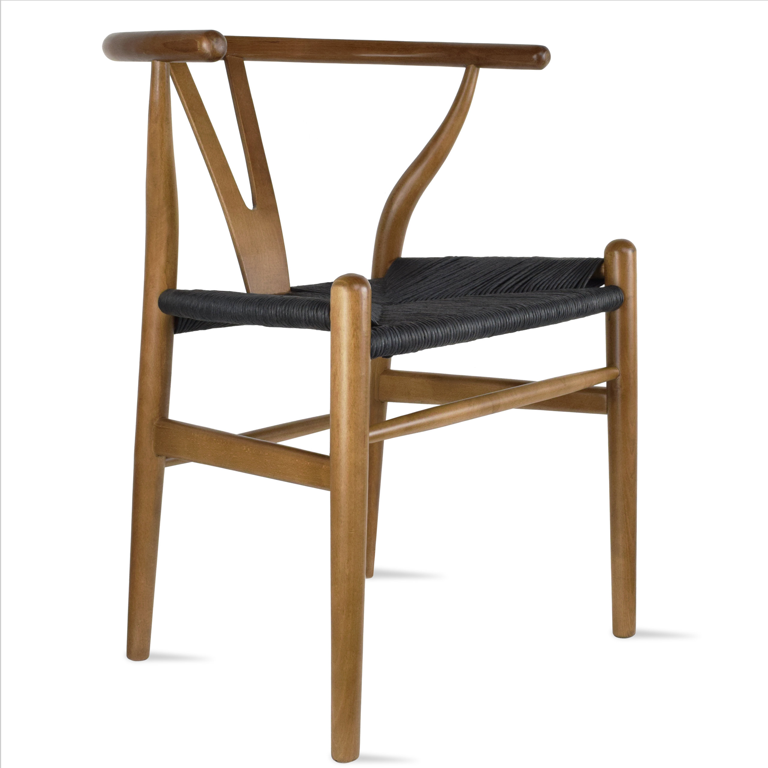Solid Wood Dining Chairs With Open Y Back For Kitchen Assembled Chair, Set of 2, Walnut
