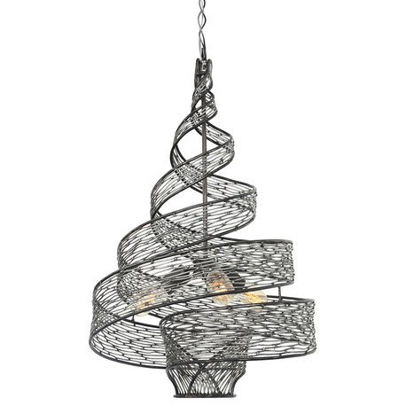Flow 3-Lt Twist Pendant - Steel