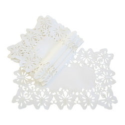 Xia Home Fashions - Primavera Embroidered Cutwork Spring Traycloths, 12"x18", Set of 4 - Placemats