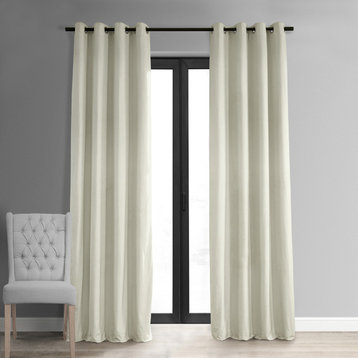 Signature Porcelain White Grommet Blackout Velvet Curtain Single Panel, 50"x120"