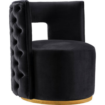 Theo Velvet Upholstered Accent Chair, Black