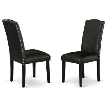 Set of 2 Encinal Parson Chair With Black Leg, Pu Leather Black