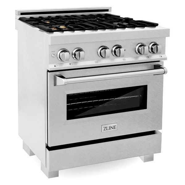 ZLINE Range Gas Stove/Electric Oven, DuraSnow With Brass Burners, 30