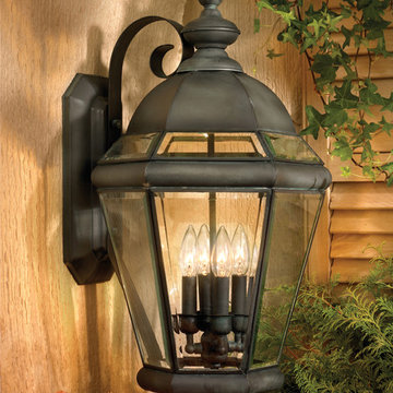 Newington Collection 4-Light 24" Charcoal Wall Lantern with Clear Bevel Glass