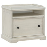 OSP Home Furnishings - Country Meadows File Cabinet, Antique White - Create a home office that is both functional and beautiful with the addition of the Country Meadows Printer/Lateral File Cabinet. Its unique multifunctional design features a large top shelf perfect for a printer or office equipment and large lateral file/storage drawer creating the ultimate organization solution offering front-to-back or side-to-side filing. Crafted of solid wood and wood veneers our cabinet features a galley rail, beautiful edge profiles and classic bracket feet. This workflow essential will complete your home office and elevate the style of any room.
