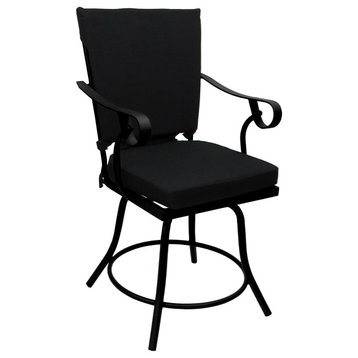 Outdoor/Indoor Patio Swivel Dining Chair Jamey With Arms, Black Black