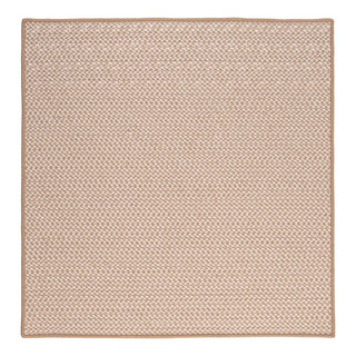 Outdoor Houndstooth Tweed Cuban Sand 3' Square, Square, Braided Rug ...