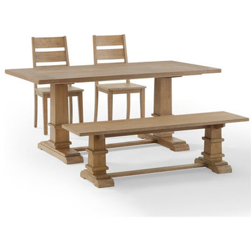 Crosley Joanna 4 Piece Wooden Farmhouse Dining Set in Rustic Brown
