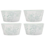 Godinger - Claro Dusty Floral Cereal Bowl Set of 4 - Floral detailing in green hues that bring springtime to your dining table. Whether you're having a casual dinner with family or a weekend brunch with close friends, it mixes well with white dinnerware.