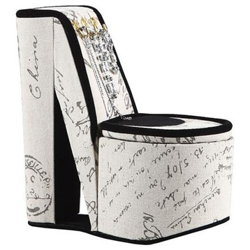 9" Stencil Letter Print High Heel Shoe Display With Hooks Jewelry Box