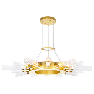Collar 14 Light Chandelier With Satin Gold Finish