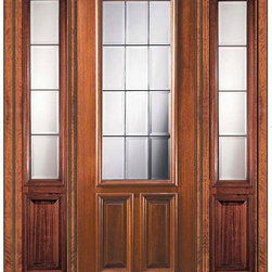 Prehung Patio Sidelights Door 96 Mahogany Patio 2/3 Lite Glass - Patio Doors