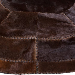 Cowhide Patchwork Area Rug Oval Brown Black Handmade Hair-on-Hide 6'2"x4'8" - Area Rugs