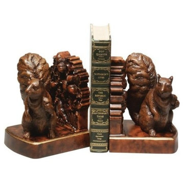 Bookends Bookend TRADITIONAL Lodge Squirrel Large Resin Hand-Cast