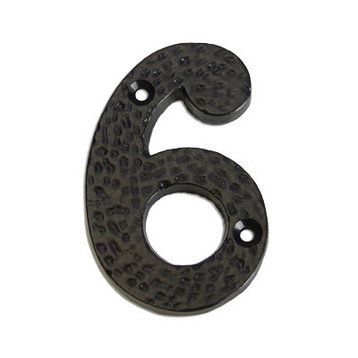 3" Iron Hammered Black Finish Numeral,  6