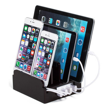 Compact Charging Station With Integrated 4-Port USB, High Gloss Cherry, With Set
