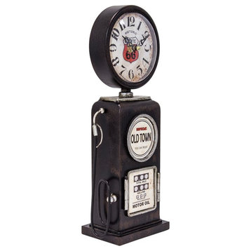 Yosemite Home Decor Old Town Transitional Metal Table Top Clock in Black