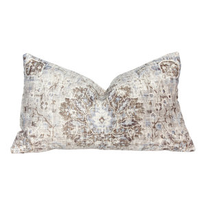Persian Velvet Lumbar Pillow Cover Pearl Gray Contemporary