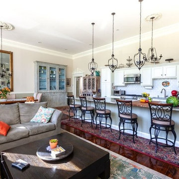 Open Concept Kitchen and Living Room with Island Seating – North Shore MA