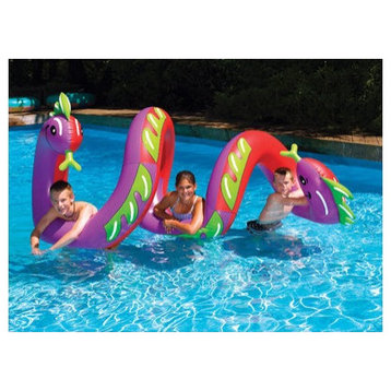 Inflatable Two Headed Curly Serpent Swimming Pool Float Toy  96"