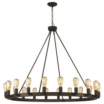 20 Light Candle Style Wagon Wheel Chandelier, Oil Rubbed Bronze/Gold