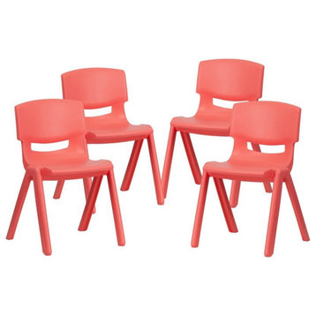Flash Furniture 13.25" Plastic Stackable School Chair in Red (Set of 4)