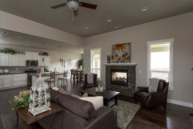 Example of a trendy living room design in Seattle