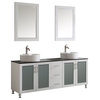 Tuscany 72" Double Vanity, White with White Vessel Sink, Mirror Included