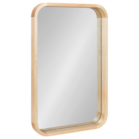 Hutton Wood Framed Radius Rectangle Mirror, Natural, 20x30