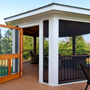 A Multilevel Outdoor Oasis featuring Timbertech Decking and Screened In Gazebo