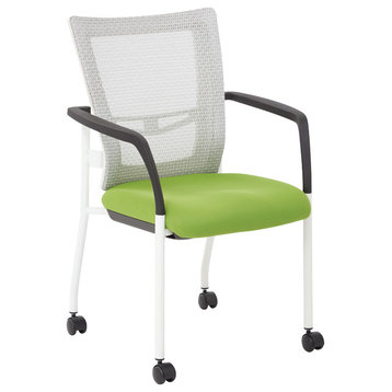 ProGrid Mesh Back With Padded Fabric Seat Visitors Chair, White/Green
