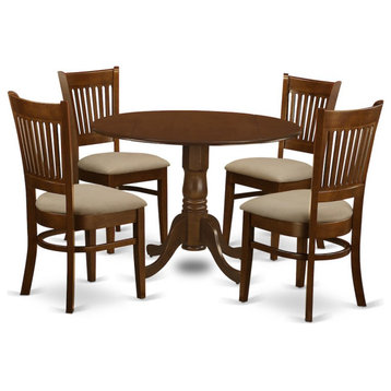 5-Piece Set Table With 2 Drop Leaves and 4 Chairs, Espresso