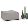 Contemporary Ottoman, Square Design With 4 Flip Over Trays, Cloud Grey