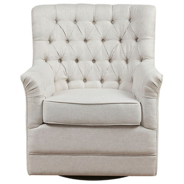 Madison Park Mathis Tufted Swivel Lounge Chair, Ivory