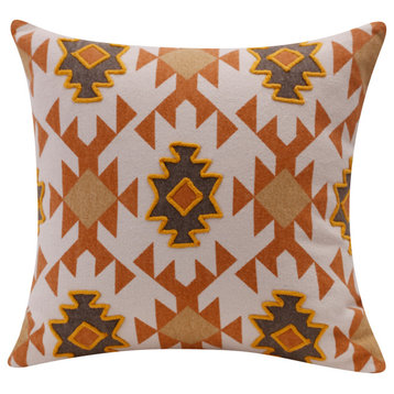 Sedona Handmade Orange/Off-White Cotton Throw Pillow