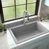 Karran Drop-In Quartz 33" 1-Hole Single Bowl Kitchen Sink, Grey