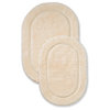 2 Piece Cotton Oval Washable Bathroom Rug Set, Ivory
