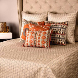 Orbis Quilted Beige-Grey Faux Silk Quilted Bedspread - Quilts And Quilt Sets
