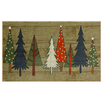 Mohawk Home Wooden Holiday Trees Multi 2' 6" x 4' 2" Kitchen Mat