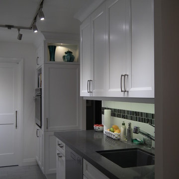 Condo White Galley Kitchen