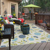 Coronado Indoor and Outdoor Floral Ivory and Green Rug, 5'3"x7'6"
