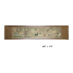 Chinese Print Horses Scenery Scroll Painting - Artwork