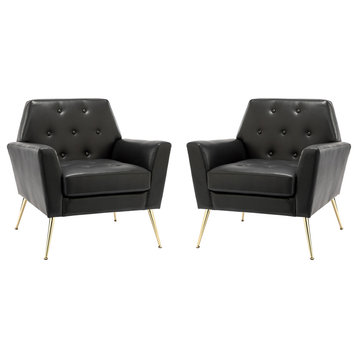 32.8" Comfy Armchair With Metal Legs Set of 2, Black