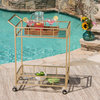 GDF Studio Alice Outdoor Modern Bar Cart with Tempered Glass, Gold