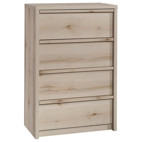 Pemberly Row Engineered Wood 4-Drawer Bedroom Chest in Pacific Maple