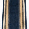 Light Blue, Dark Blue and Mustard Braided Rug, 2'X6' Oval