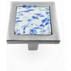 Hand Brushed Surreal Blue Clouds Crystal Glass Brushed Nickel Square Manor Knob