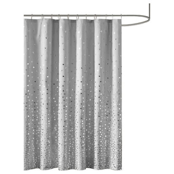 Intelligent Design Zoey Metallic Printed Shower Curtain, Grey/Silver